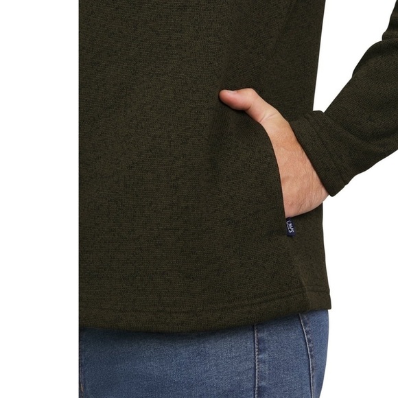 CHAPS QUARTER ZIP FLEECE SWEATER OLIVE LARGE NEW - Picture 5 of 8